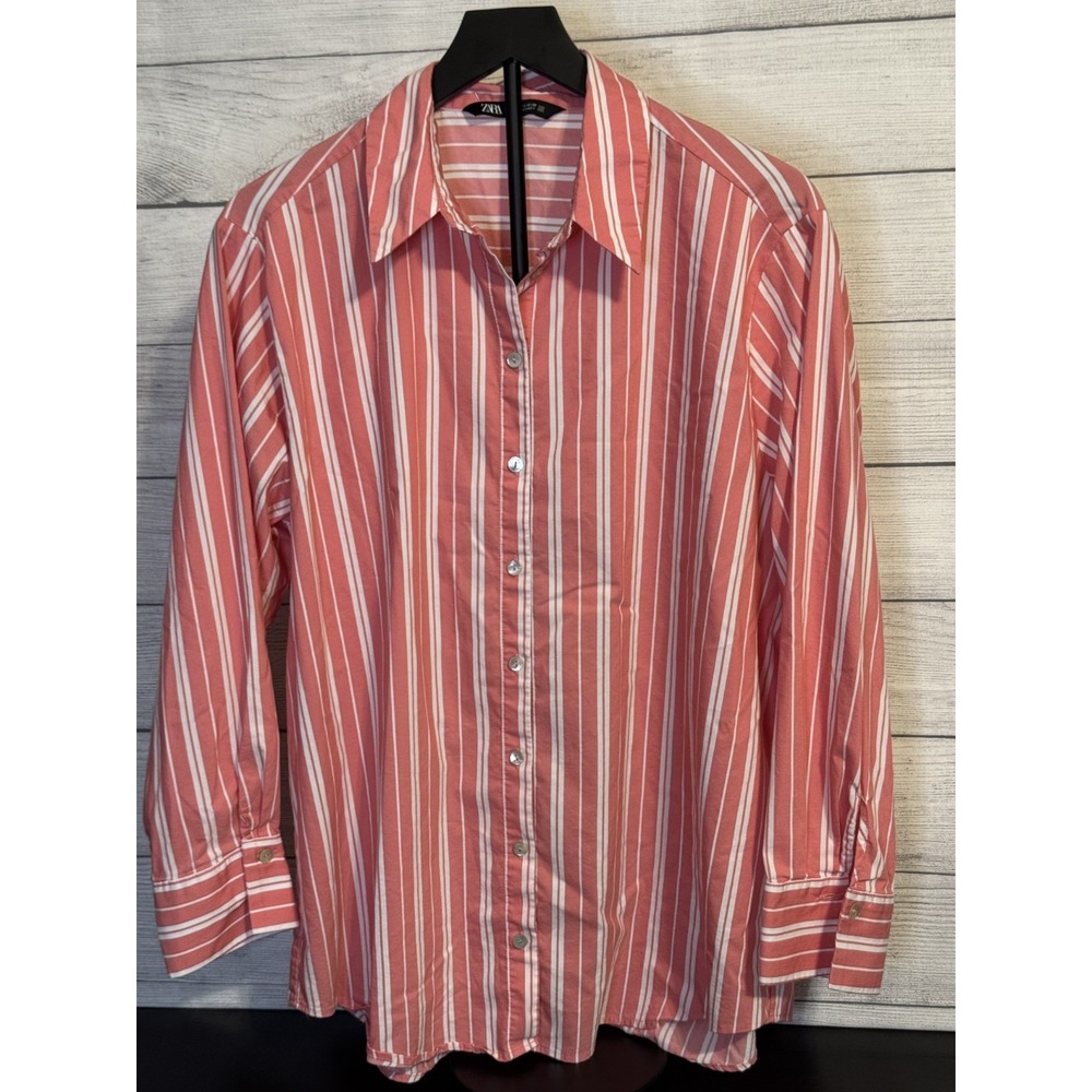ZARA Pink Striped Button-Up Shirt – Men's Large‎